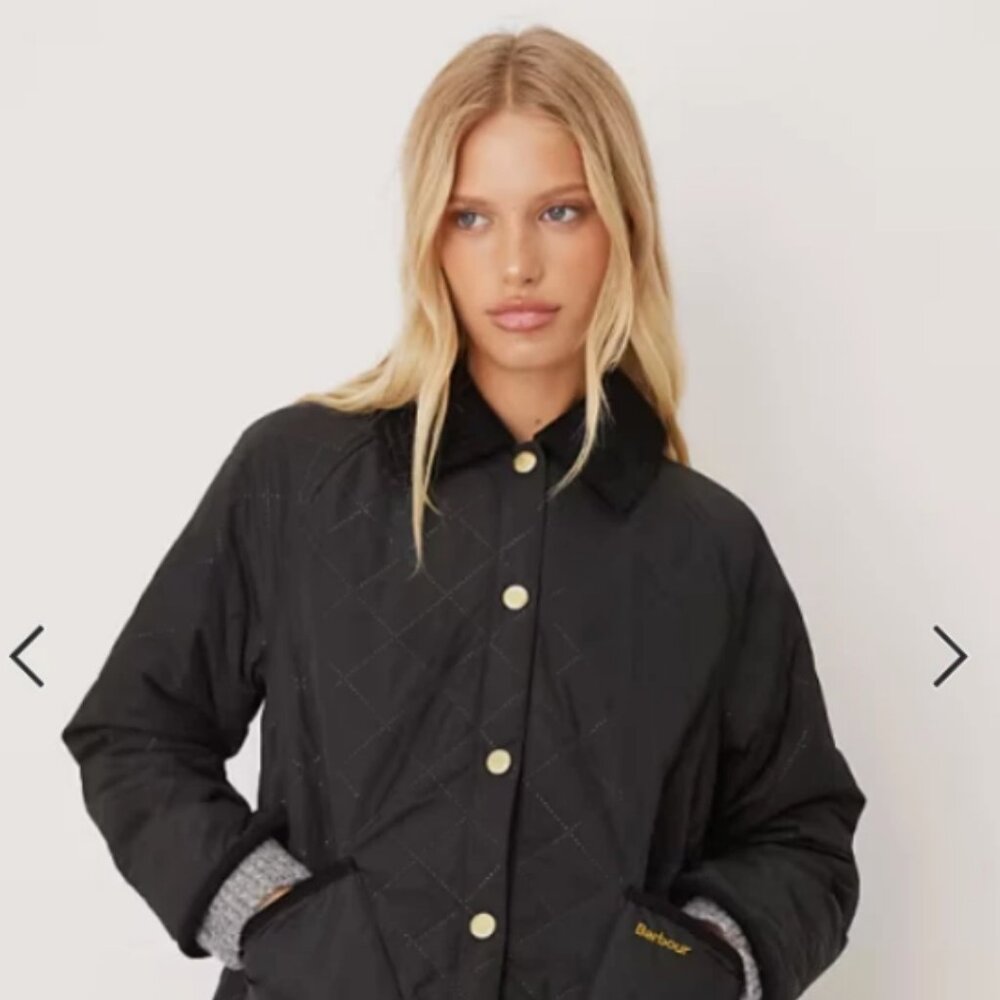 Barbour Anise Dusky Quilted Jacket in Black/ Ancient MSRP$335 British Elegance